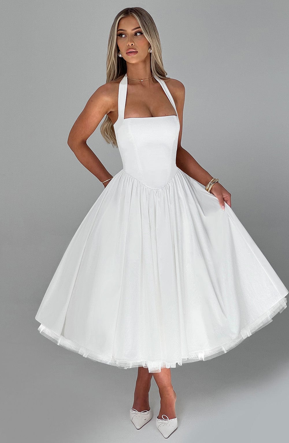 Cressida Midi Dress - Ivory - Napalia