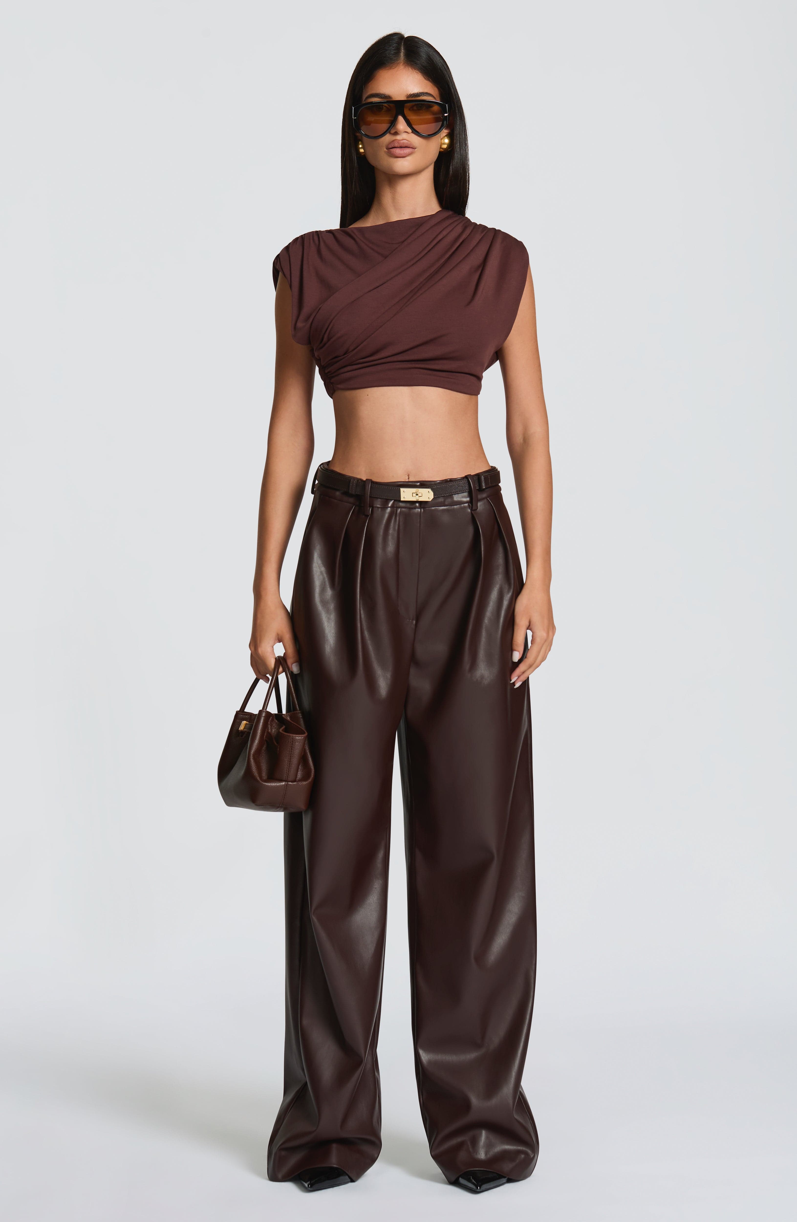 Glenda Pants - Plum Brown - Napalia