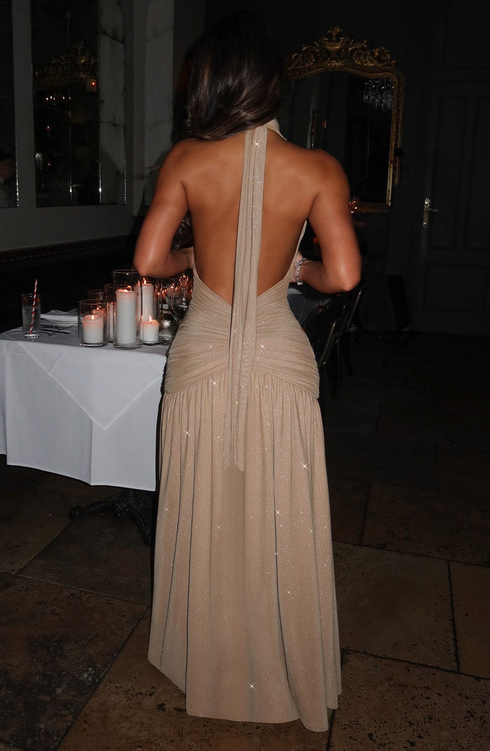 Melania Maxi Dress - Gold Sparkle - Napalia