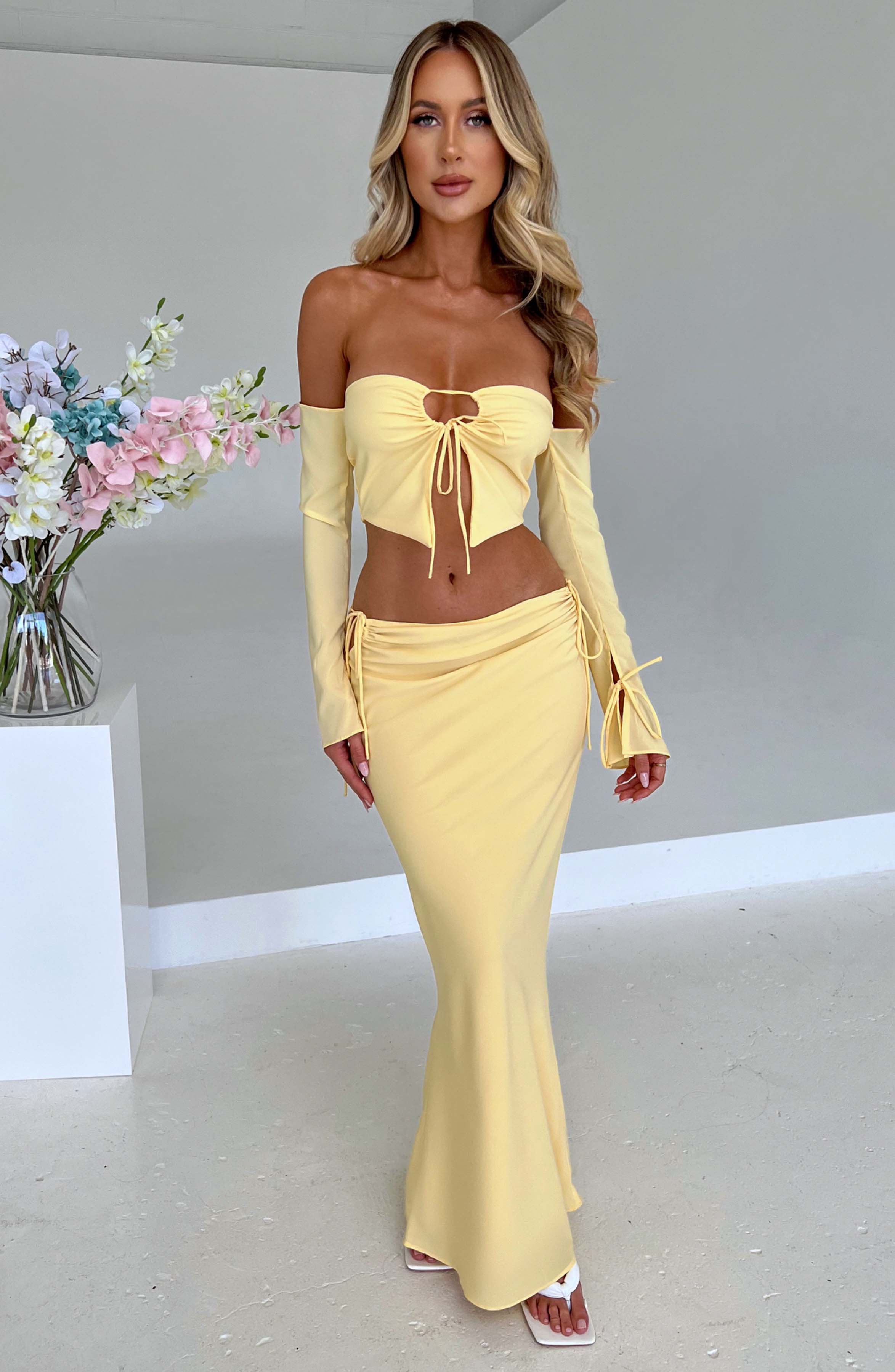 Tana Maxi Skirt - Lemon - Napalia