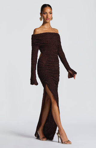 Adelphia Midi Dress - Plum Brown - Napalia