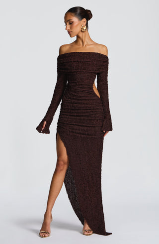 Adelphia Midi Dress - Plum Brown - Napalia