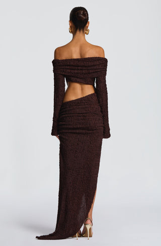Adelphia Midi Dress - Plum Brown - Napalia