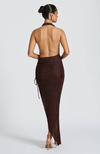 Airla Midi Dress - Plum Brown - Napalia