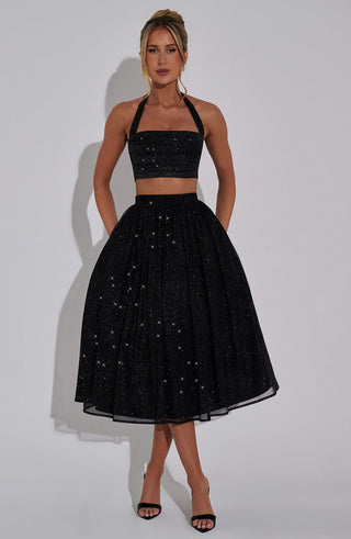 Alani Crop Top - Black Sparkle - Napalia