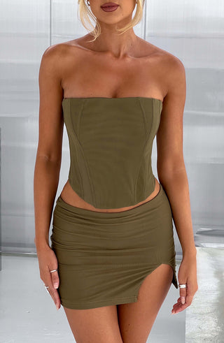 Alina Mini Skirt - Khaki - Napalia
