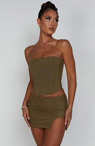 Alina Mini Skirt - Khaki - Napalia