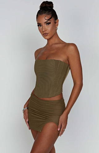 Alina Mini Skirt - Khaki - Napalia