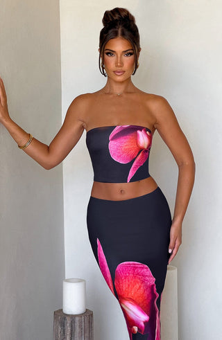 Allegra Top - Black Floral Print - Napalia