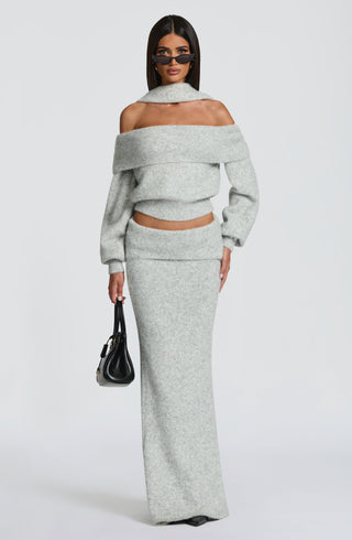Andie Maxi Skirt - Light Grey Marl - Napalia