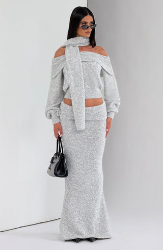 Andie Maxi Skirt - Light Grey Marl - Napalia