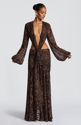 Andrina Maxi Dress - Leopard Print - Napalia