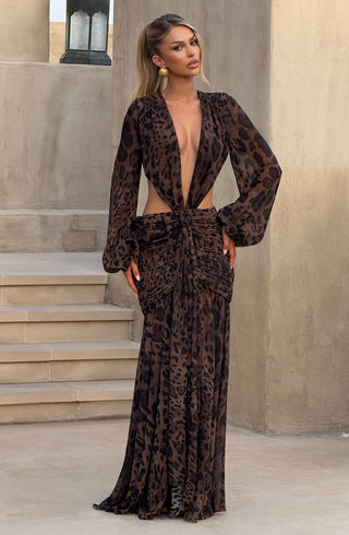 Andrina Maxi Dress - Leopard Print - Napalia