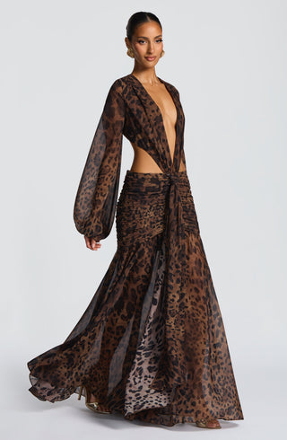 Andrina Maxi Dress - Leopard Print - Napalia