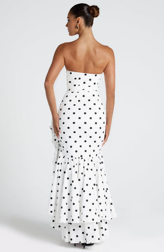 Angelina Maxi Dress - Black Polka Dot Print - Napalia