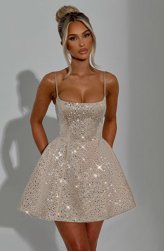 Angelique Mini Dress - Champagne - Napalia