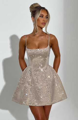 Angelique Mini Dress - Champagne - Napalia