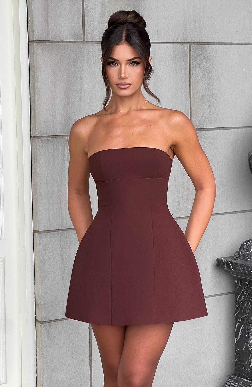Asha Mini Dress - Brown - Napalia