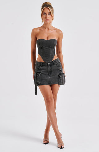 Billie Mini Skirt - Black Wash - Napalia