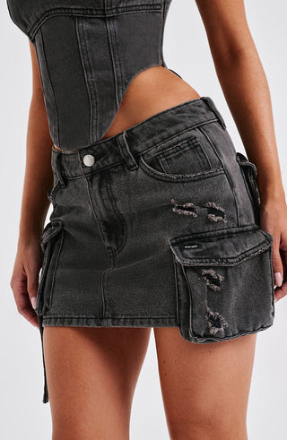 Billie Mini Skirt - Black Wash - Napalia