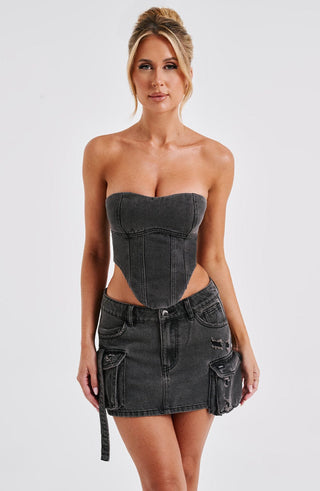 Billie Mini Skirt - Black Wash - Napalia