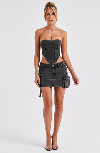 Billie Mini Skirt - Black Wash - Napalia