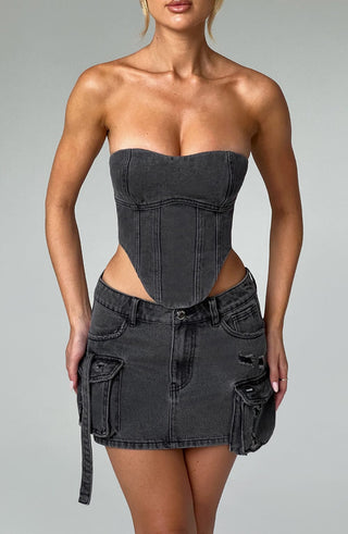 Billie Mini Skirt - Black Wash - Napalia