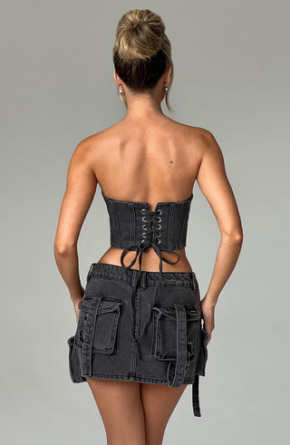 Billie Mini Skirt - Black Wash - Napalia