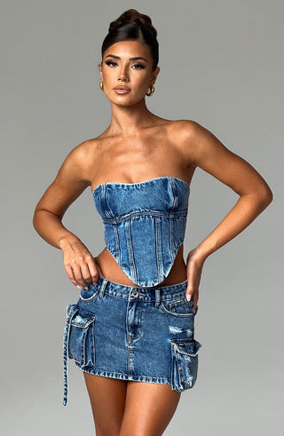 Billie Mini Skirt - Dark Wash - Napalia