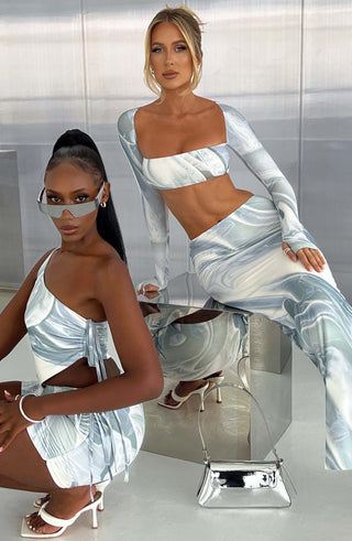 Blair Maxi Skirt - Grey Haze Print - Napalia