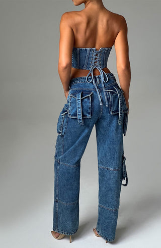 Brooklyn Cargo Pant - Dark Wash - Napalia