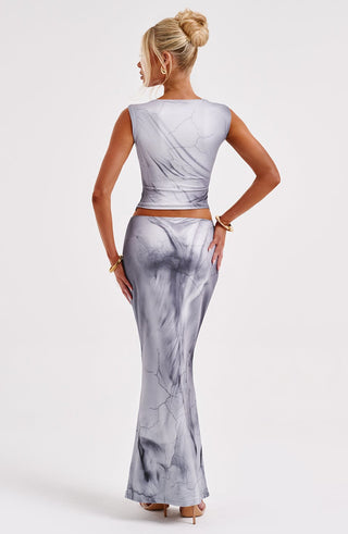 Charmayne Maxi Skirt - Grey Body Print - Napalia