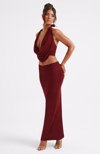 Chrishelle Maxi Skirt - Burgundy - Napalia
