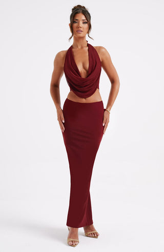 Chrishelle Maxi Skirt - Burgundy - Napalia