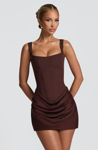 Cornelia Mini Dress - Plum Brown - Napalia