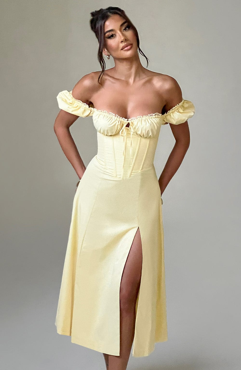 Courtney Midi Dress - Lemon - Napalia