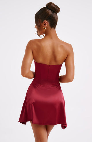 Freja Mini Dress - Burgundy - Napalia