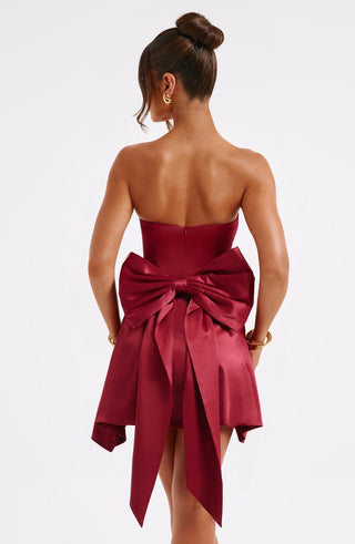 Freja Mini Dress - Burgundy - Napalia