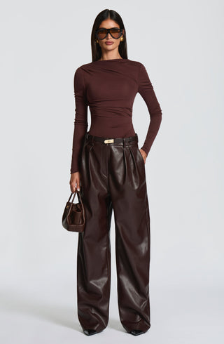 Glenda Pants - Plum Brown - Napalia