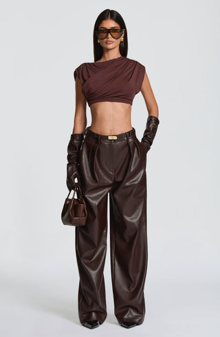 Glenda Pants - Plum Brown - Napalia