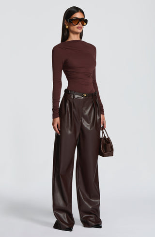 Glenda Pants - Plum Brown - Napalia