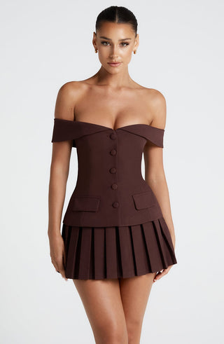 Gretchen Mini Skirt - Plum Brown - Napalia