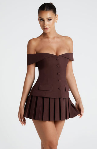 Gretchen Mini Skirt - Plum Brown - Napalia