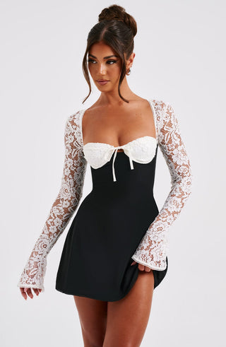 Jacinta Mini Dress - Black/White - Napalia