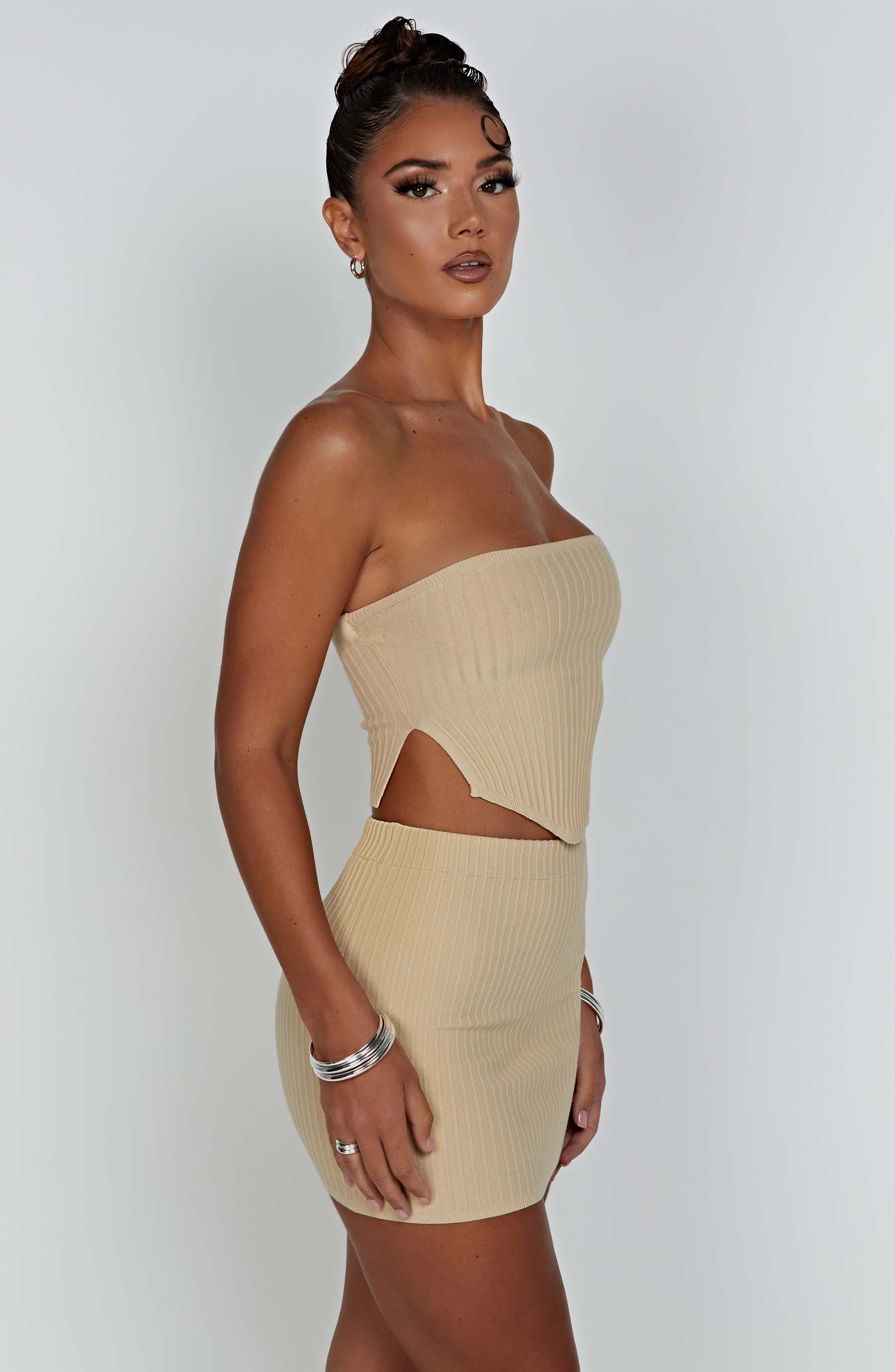 Jaz Mini Skirt - Beige - Napalia