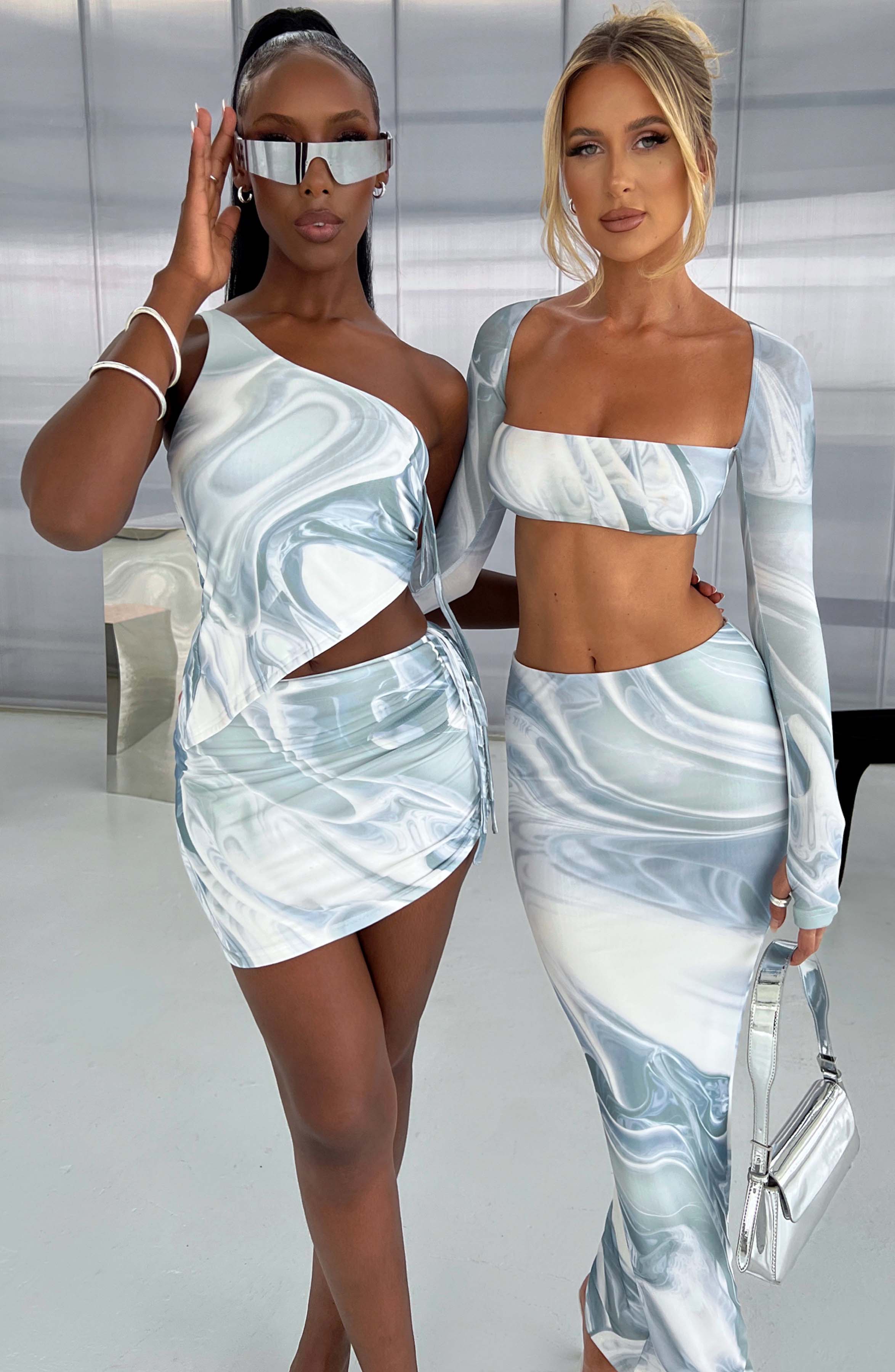 Lucianna Top - Grey Haze Print - Napalia