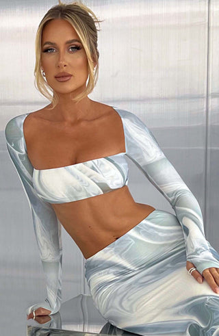 Lucianna Top - Grey Haze Print - Napalia