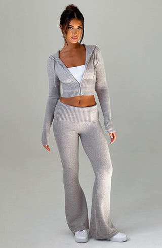 Portia Knit Pants - Light Grey Marl - Napalia