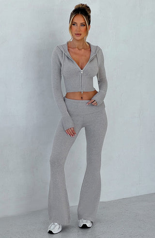 Portia Knit Pants - Light Grey Marl - Napalia