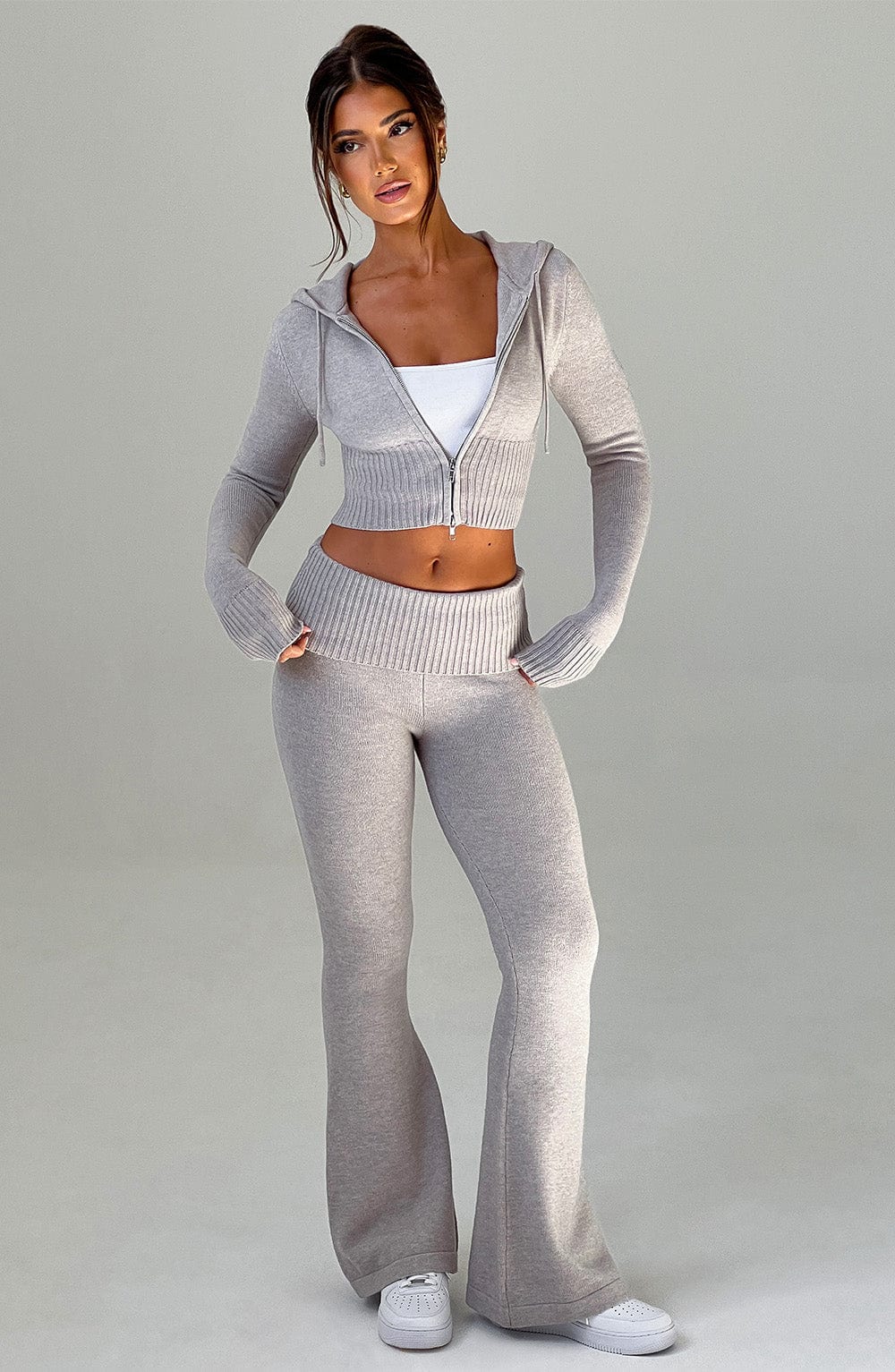 Portia Knit Pants - Light Grey Marl - Napalia